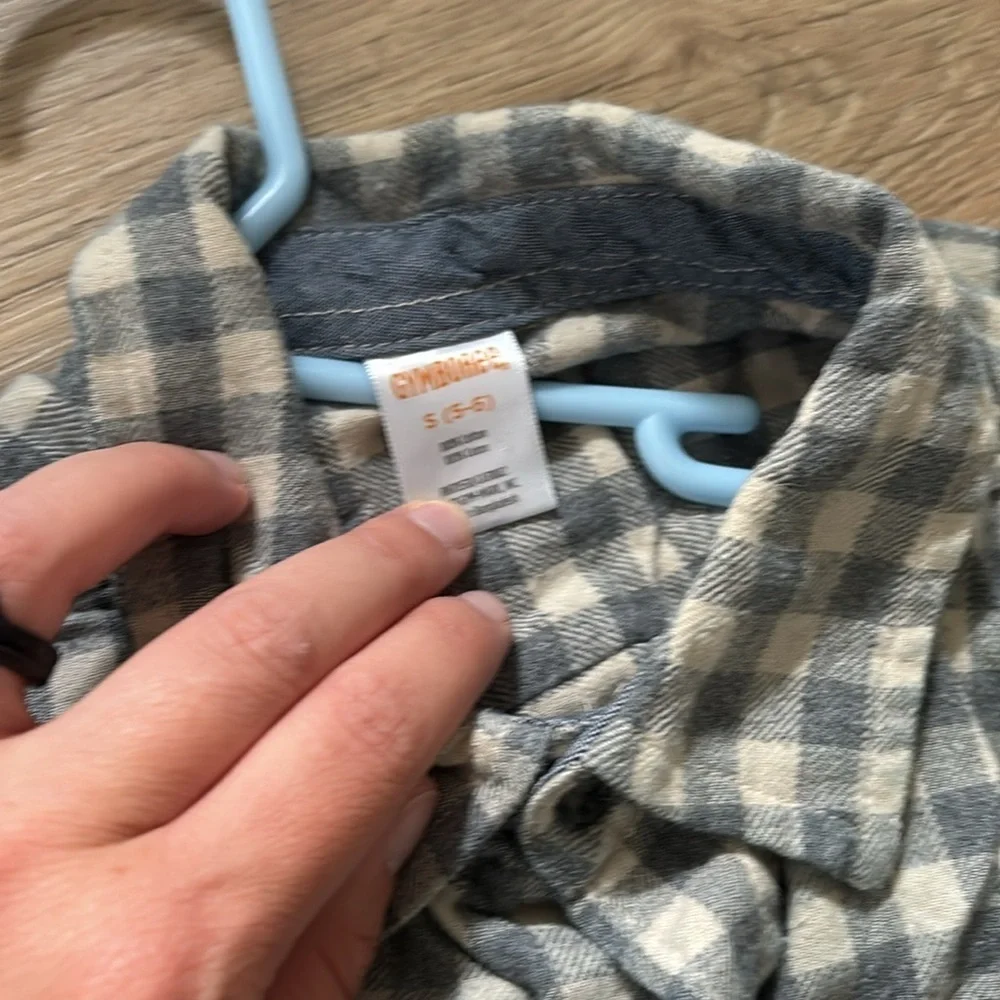 Kids Gray checkered Plaid Button-Up Shirt